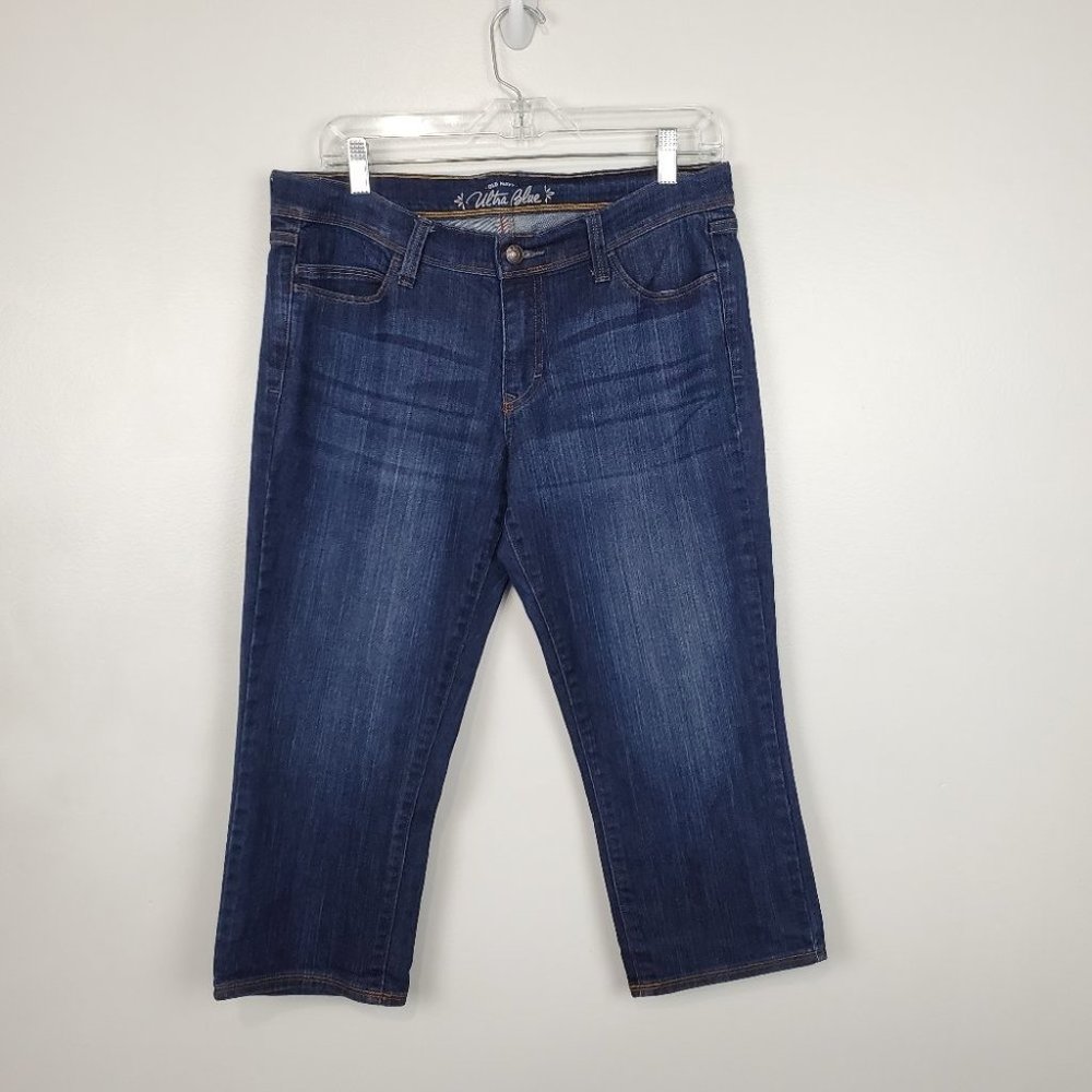 Old Navy Ultra Blue  Medium Dark Wash Denim Jean Capris Size 8 Regular